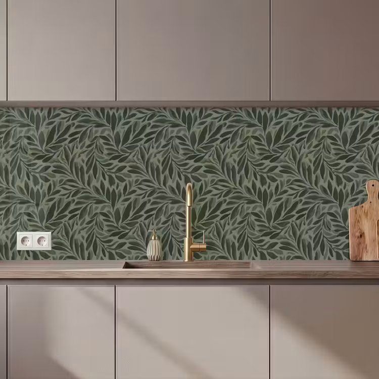 Bladeren - Organisch - Groen keuken achterwand 2 middel 871 zz_3dshopping