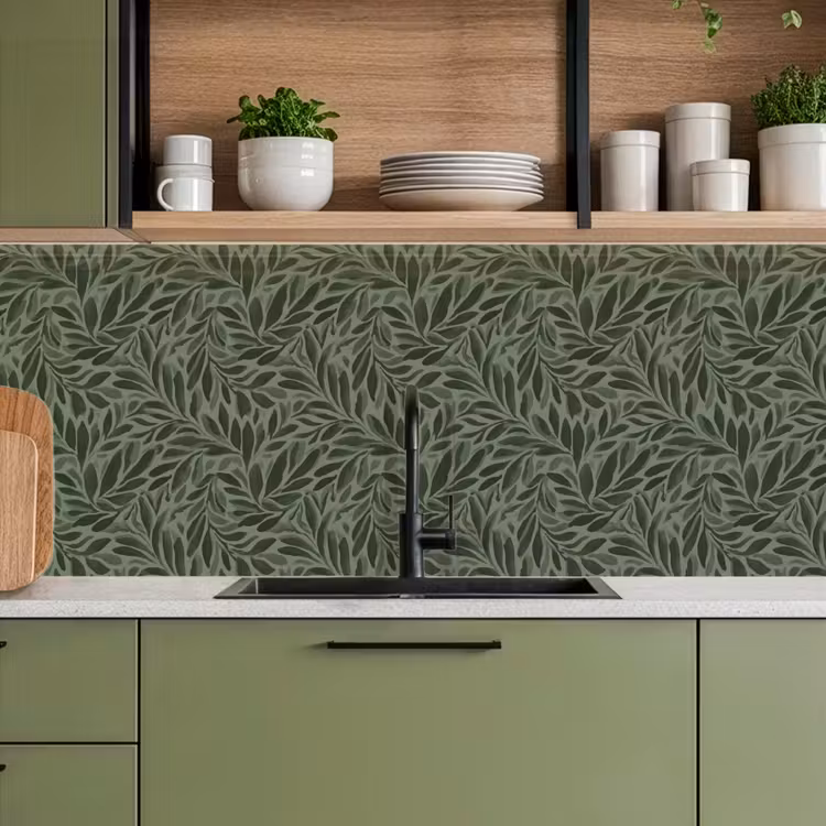 Bladeren - Organisch - Groen keuken achterwand 2 middel 871 -sfeer3