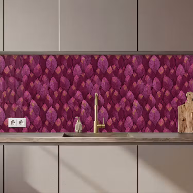 Bladeren - Patroon - Burgundy keuken achterwand 2 middel 871 zz_3dshopping