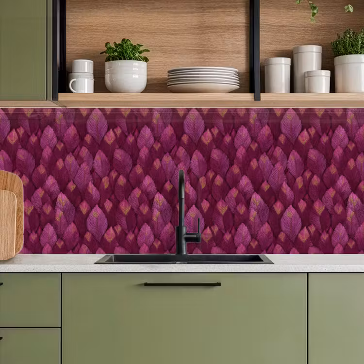 Bladeren - Patroon - Burgundy keuken achterwand 2 middel 871 -sfeer3