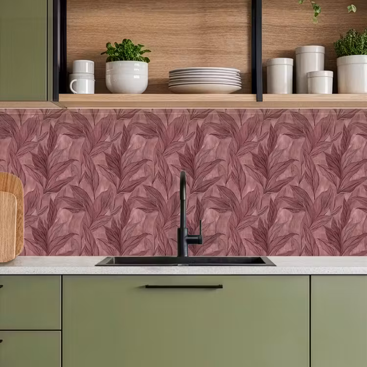 Bladeren - Patroon - Paars keuken achterwand 2 middel 871 -sfeer3
