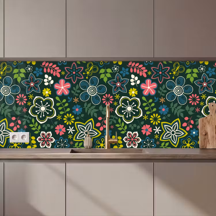 Bladeren - Patronen - Bloemen keuken achterwand 2 middel 871 zz_3dshopping