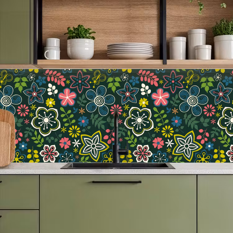Bladeren - Patronen - Bloemen keuken achterwand 2 middel 871 -sfeer3
