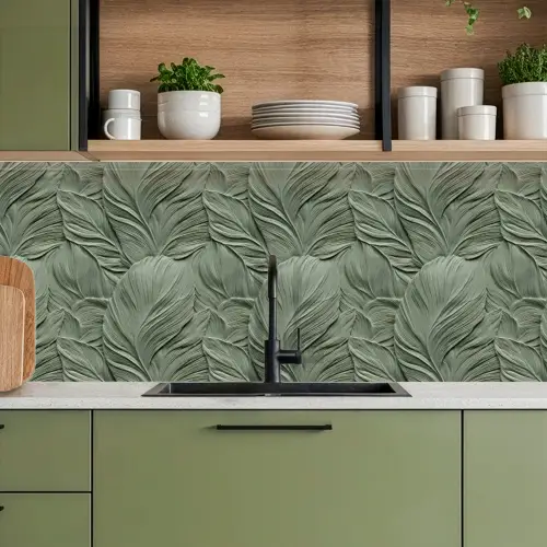 Bladeren - Textuur - Groen keuken achterwand 2 middel 871 -sfeer3