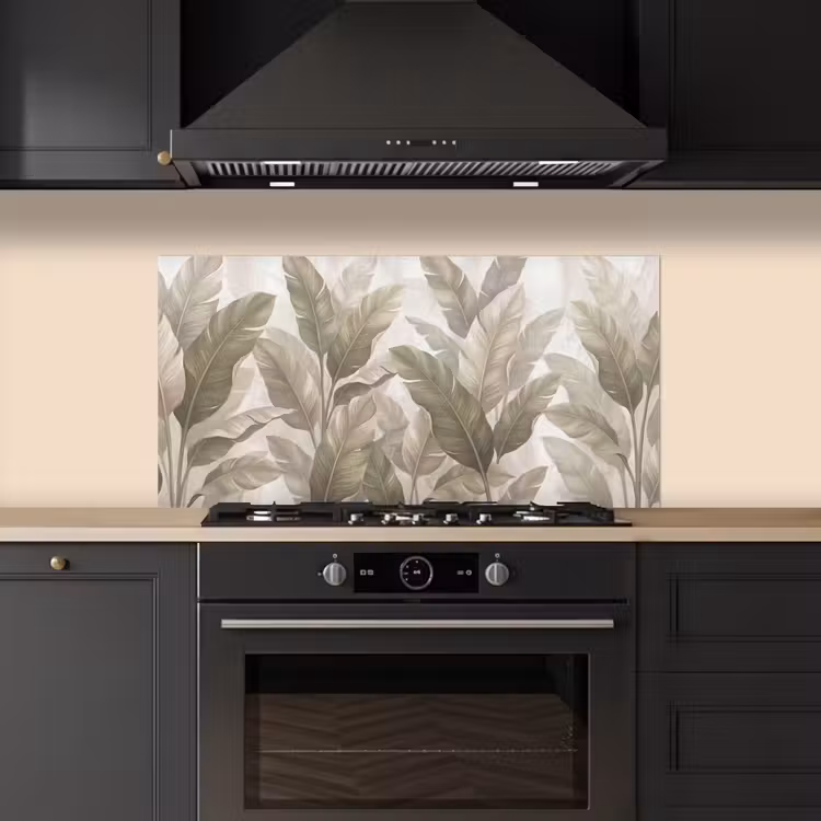 Bladeren - Tropisch - Natuur - Abstract - Beige keuken achterwand spatscherm middel -sfeer1