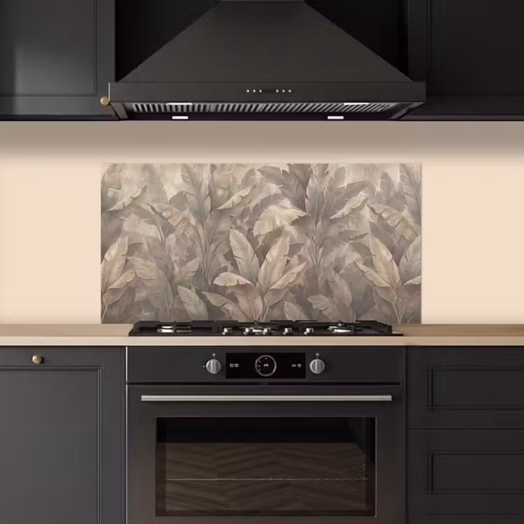 Bladeren - Tropisch - Natuur - Modern - Beige keuken achterwand spatscherm middel -sfeer1