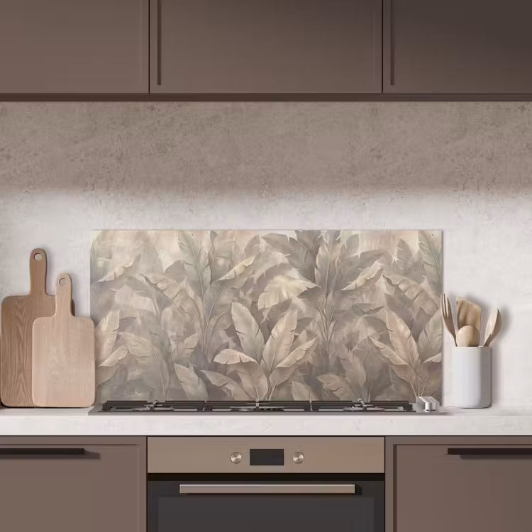 Bladeren - Tropisch - Natuur - Modern - Beige keuken achterwand spatscherm middel -sfeer2