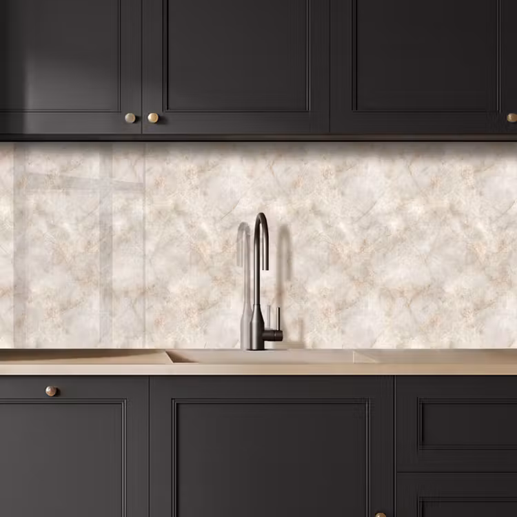 Lichtbeige - Goudbruine Nerven - Marmer keuken achterwand 2 middel 871 -sfeer1