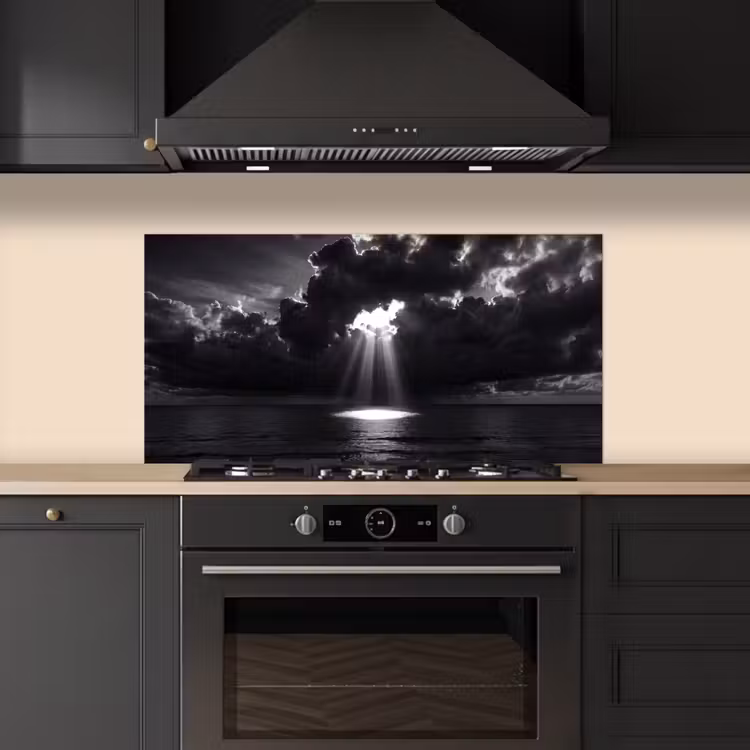 Licht - Wolken - Zee - Zwart-wit - Natuur keuken achterwand spatscherm middel -sfeer1