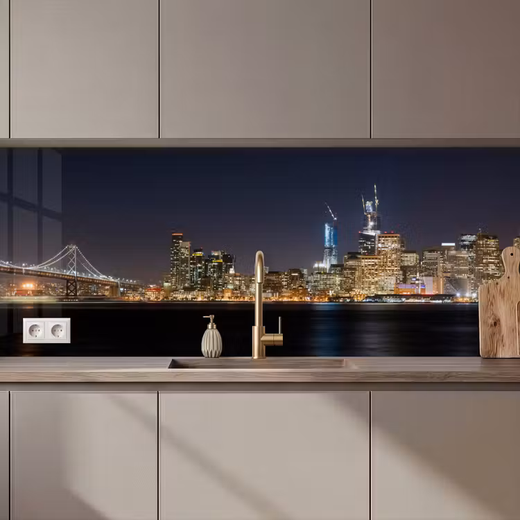 Verlichting - Hemel - Wolkenkrabbers - Skyline keuken achterwand 2 middel zz_3dshopping