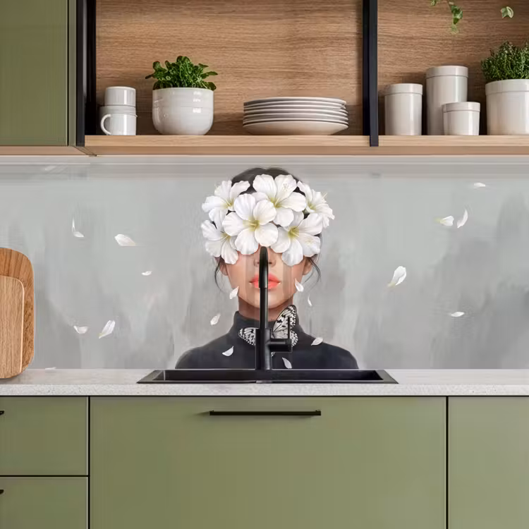 Lelies - Portret - Wit keuken achterwand 2 middel -sfeer3