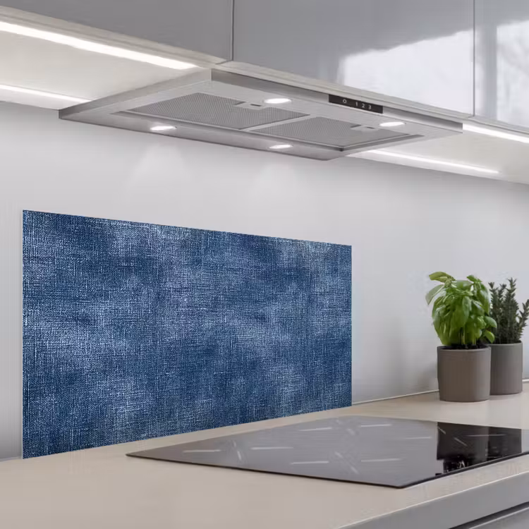 Linnen - Textuur - Patroon - Denim - Rustiek keuken achterwand spatscherm middel 899 -3d_schuin