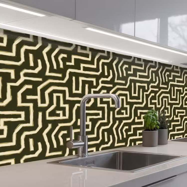 Lijnen - Abstract - Groen keuken achterwand 2 groot 857 -3d_schuin