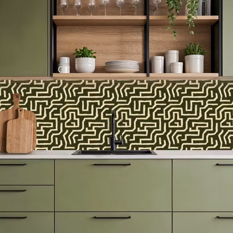 Lijnen - Abstract - Groen keuken achterwand 2 groot 857 -sfeer3