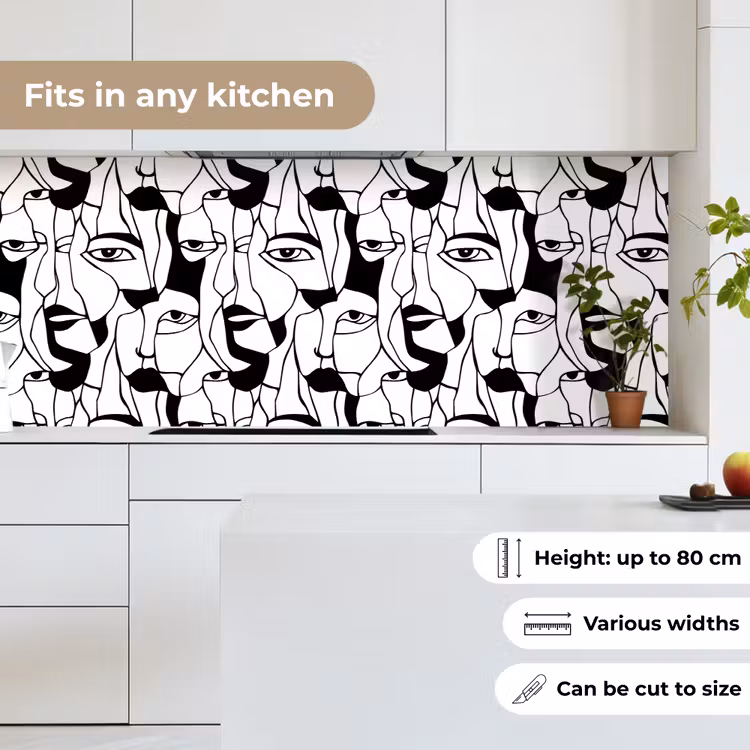 Lijnen - Gezichten - Zwart - Wit keuken achterwand 2 middel 871 -sfeer4_UK