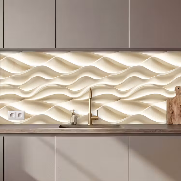 Lijnen - Golvend - Crème keuken achterwand 2 middel 871 zz_3dshopping