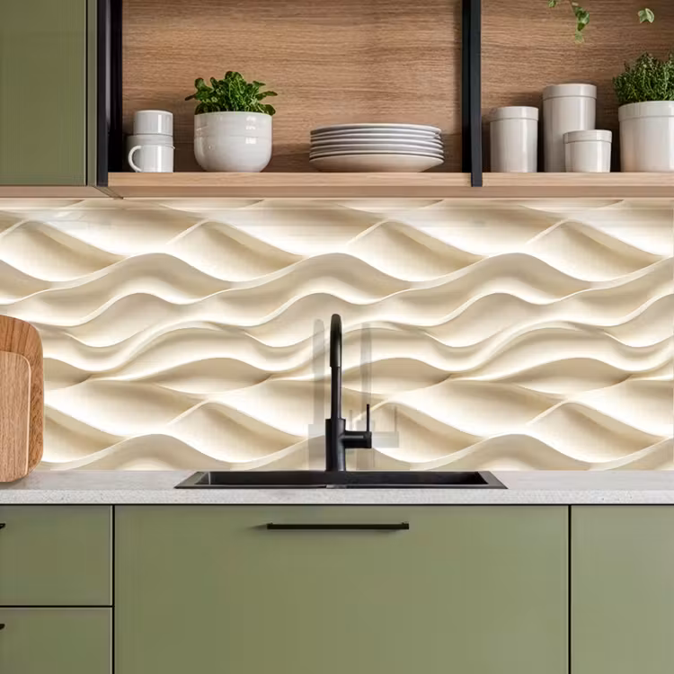 Lijnen - Golvend - Crème keuken achterwand 2 middel 871 -sfeer3