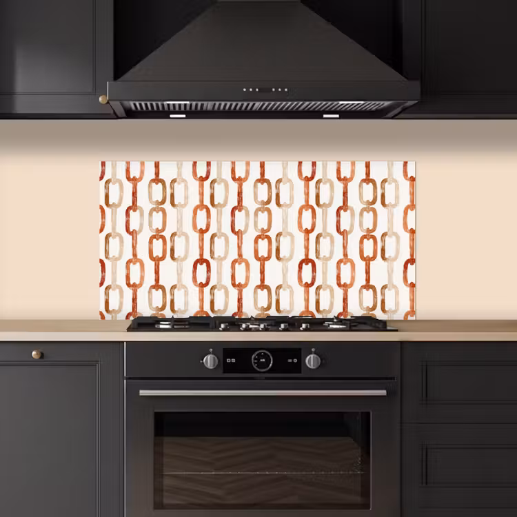 Schakels - Patroon - Aquarel - Terracotta keuken achterwand spatscherm middel 899 -sfeer1