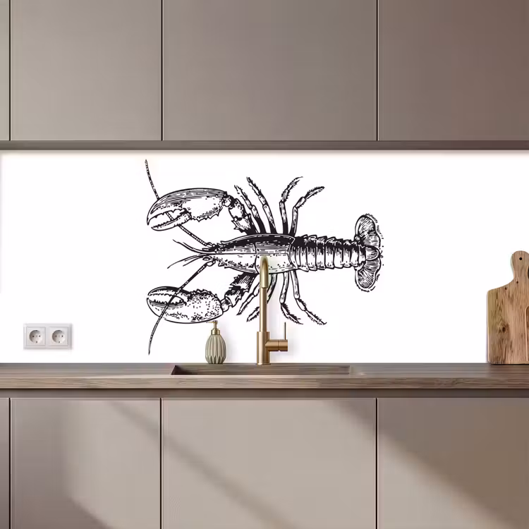 Kreeft - Zwart - Wit keuken achterwand 2 middel zz_3dshopping