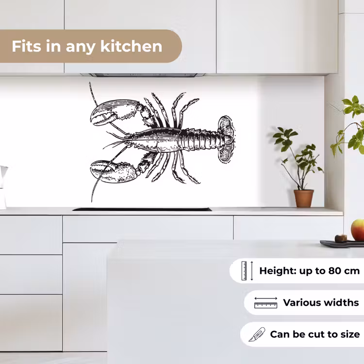 Kreeft - Zwart - Wit keuken achterwand 2 middel -sfeer4_UK