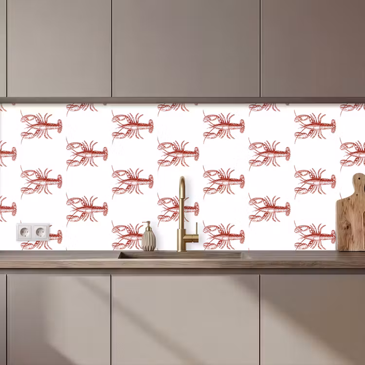 Kreeften - Donkerrood - Patroon keuken achterwand 2 middel zz_3dshopping