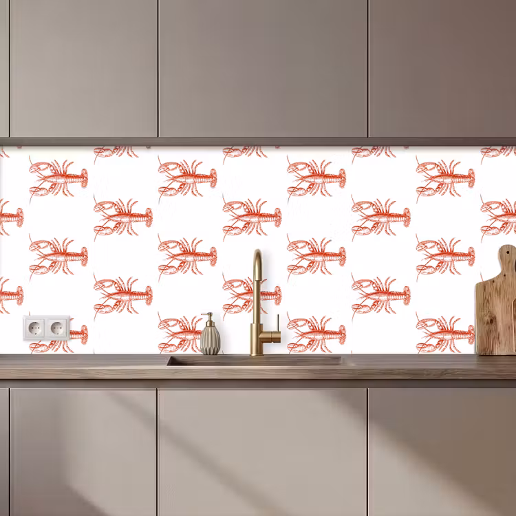 Kreeften - Rood - Patroon keuken achterwand 2 middel zz_3dshopping