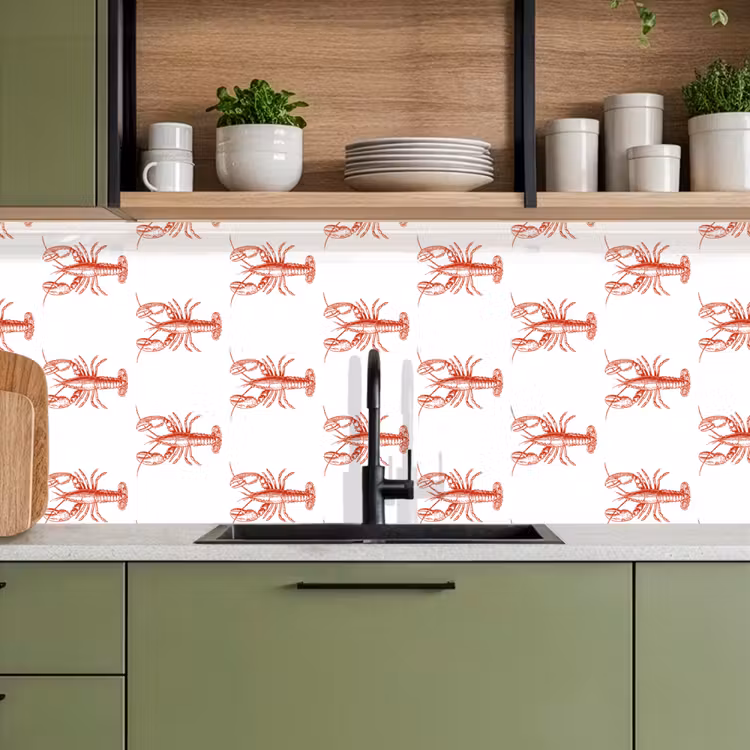 Kreeften - Rood - Patroon keuken achterwand 2 middel -sfeer3