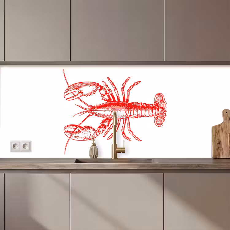 Kreeft - Rood - Wit keuken achterwand 2 middel zz_3dshopping