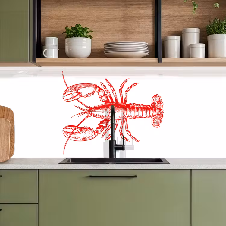 Kreeft - Rood - Wit keuken achterwand 2 middel -sfeer3
