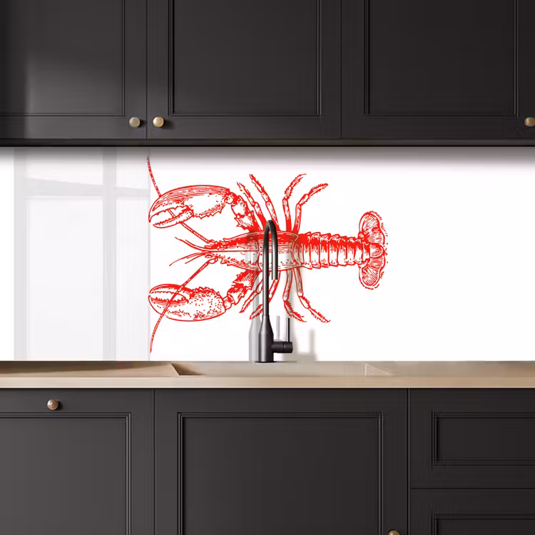 Kreeft - Rood - Wit keuken achterwand 2 middel -sfeer1