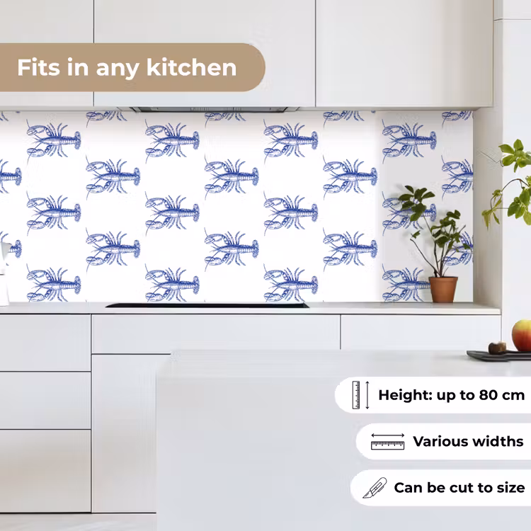 Kreeften - Patroon - Blauw - Wit keuken achterwand 2 middel -sfeer4_UK