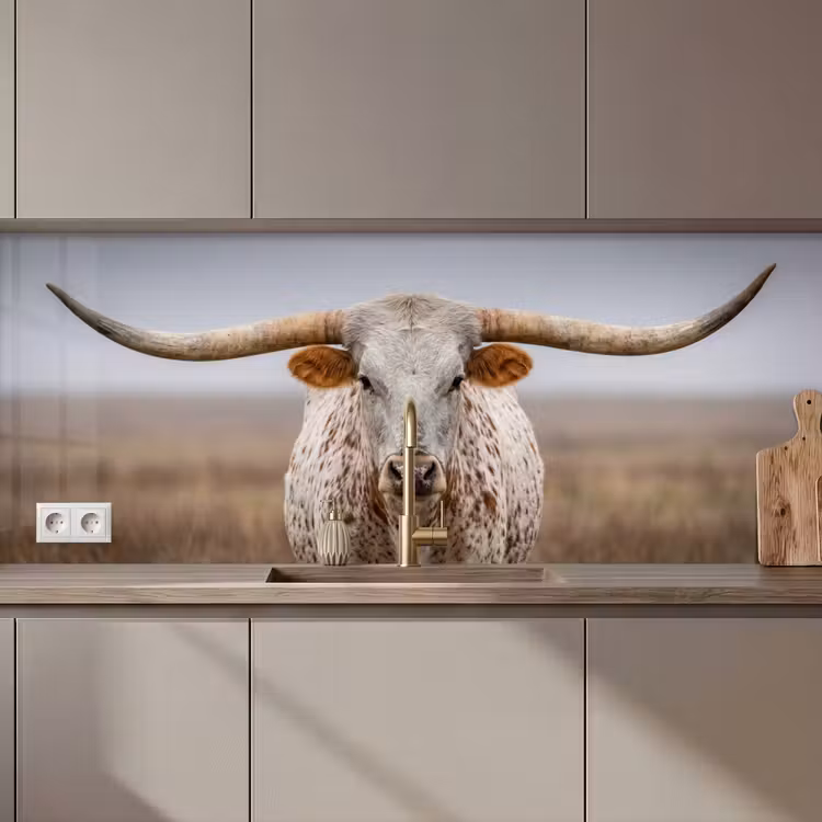 Longhorn - Grasveld - Dier keuken achterwand 2 middel zz_3dshopping