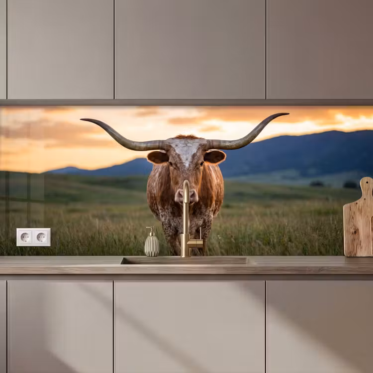 Longhorn - Landschap - Zonsondergang keuken achterwand 2 middel zz_3dshopping