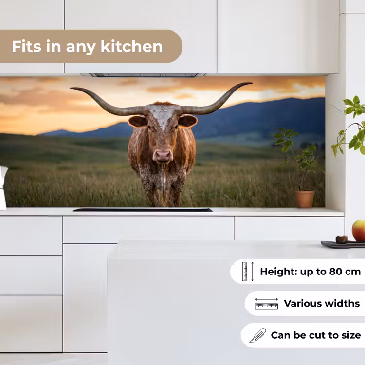 Longhorn - Landschap - Zonsondergang keuken achterwand 2 middel -sfeer4_UK