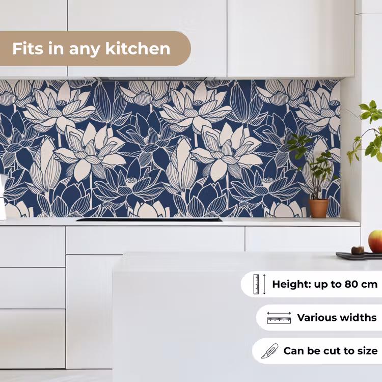 Lotus - Blauw - Patronen keuken achterwand 2 middel 871 -sfeer4_UK