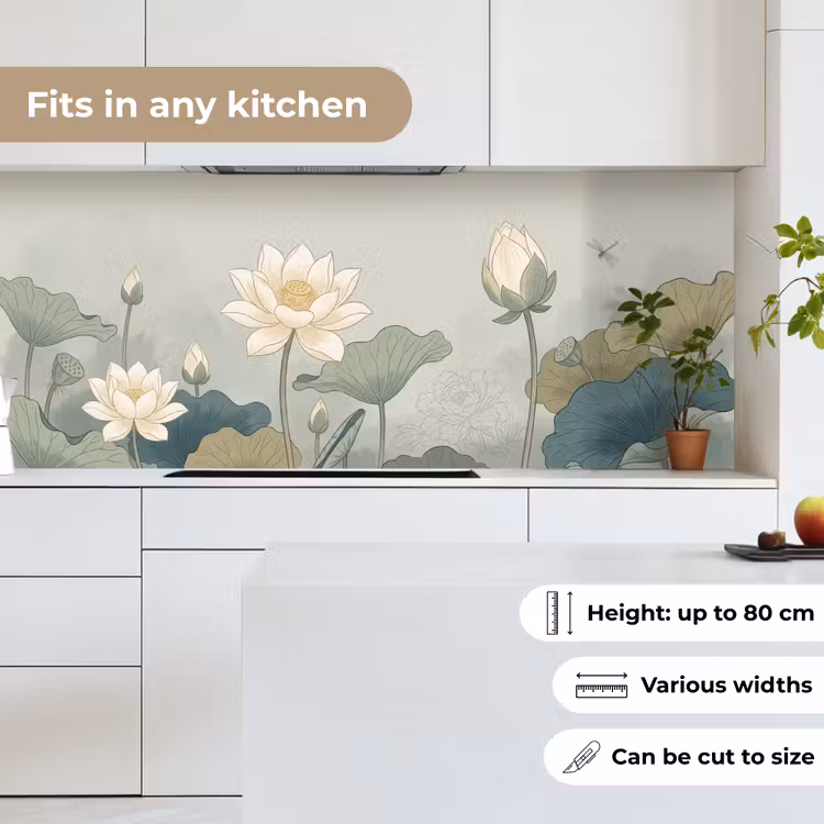 Lotus - Bloemen - Groen keuken achterwand 2 middel -sfeer4_UK