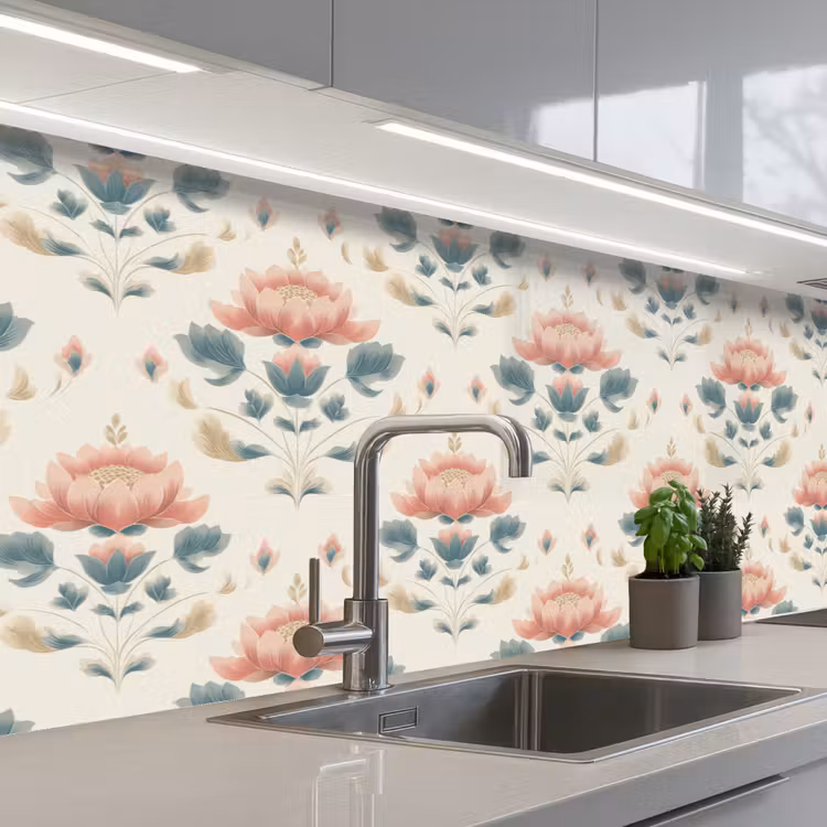 Lotus - Bloemen - Roze keuken achterwand 2 groot 857 -3d_schuin