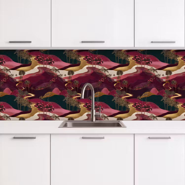 Magisch - Palmbomen - Goud keuken achterwand 2 groot 857 -3d
