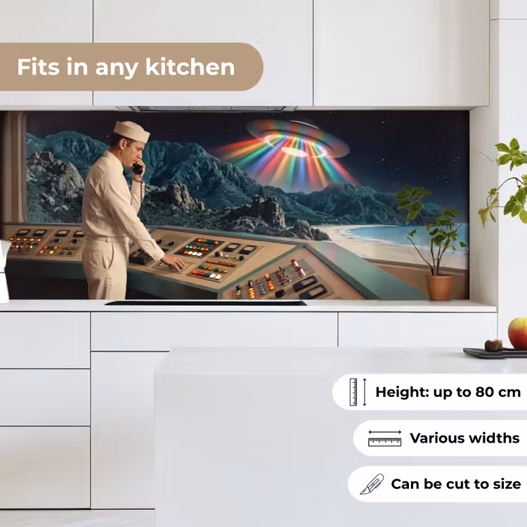 Kitchen Wall Splashback - Man - Control Room - Beach - Man - Controlekamer - Strand keuken achterwand 2 middel