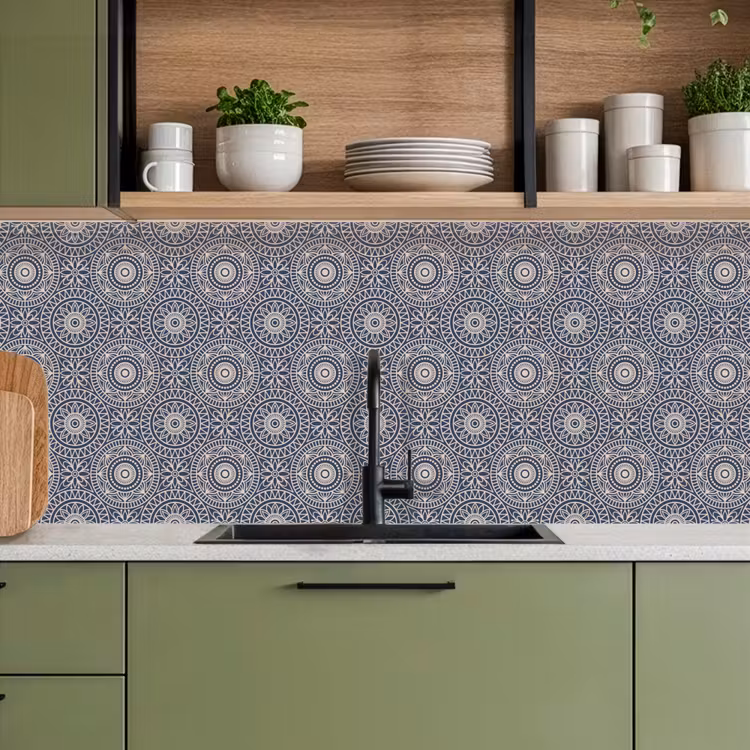 Mandala - Blauw - Patroon keuken achterwand 2 middel 871 -sfeer3