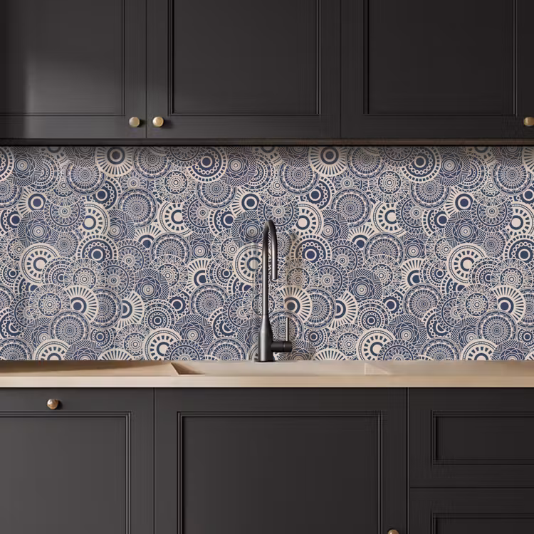 Mandala - Blauw - Patroon keuken achterwand 2 middel 871 -sfeer1