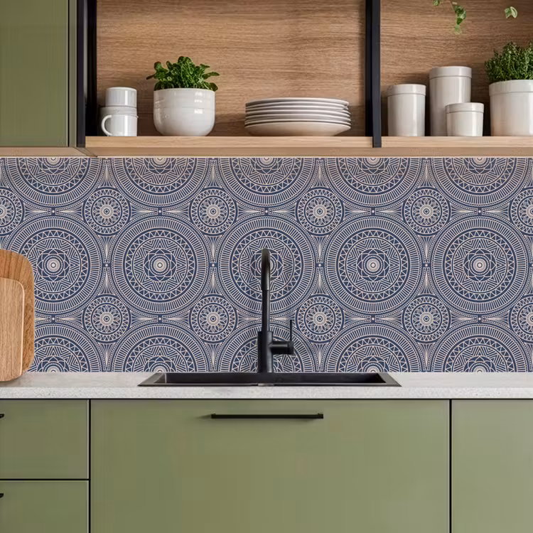 Mandala - Blauw - Patroon - Abstract keuken achterwand 2 middel 871 -sfeer3
