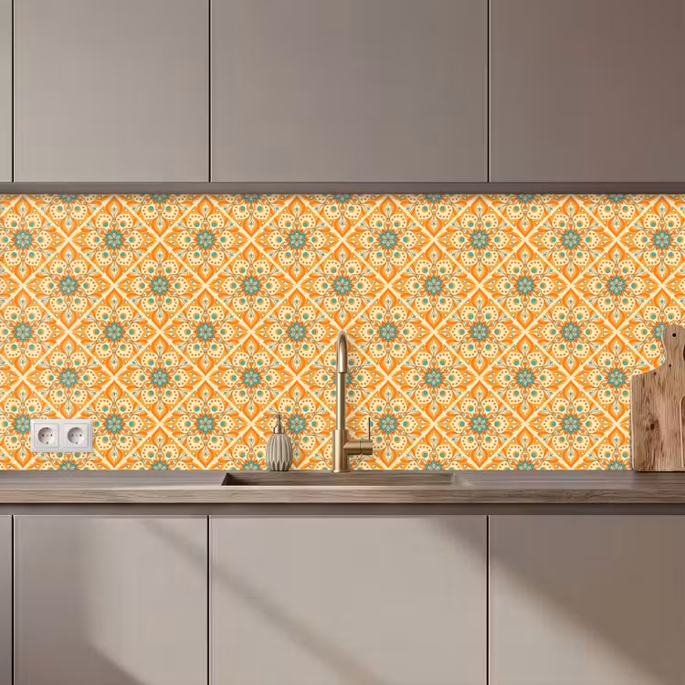 Mandala - Boho - Bloemen - Oranje - Patroon keuken achterwand 2 middel 871 zz_3dshopping