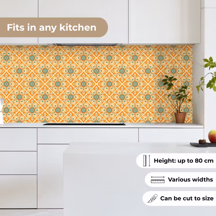 Mandala - Boho - Bloemen - Oranje - Patroon keuken achterwand 2 middel 871 -sfeer4_UK