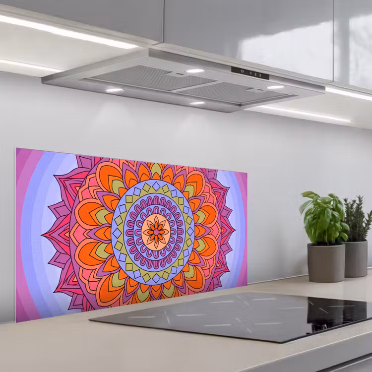 Mandala - Cirkel - Abstract - Kleurrijk - Patroon keuken achterwand spatscherm middel -3d_schuin