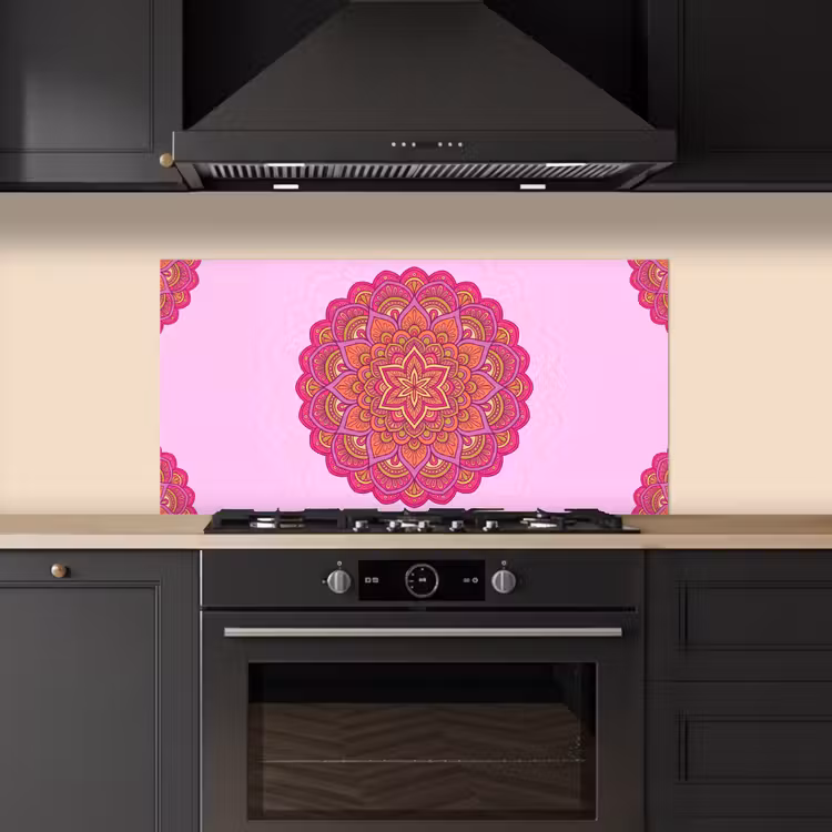 Mandala - Cirkel - Spiritueel - Oosters - Roze keuken achterwand spatscherm middel -sfeer1