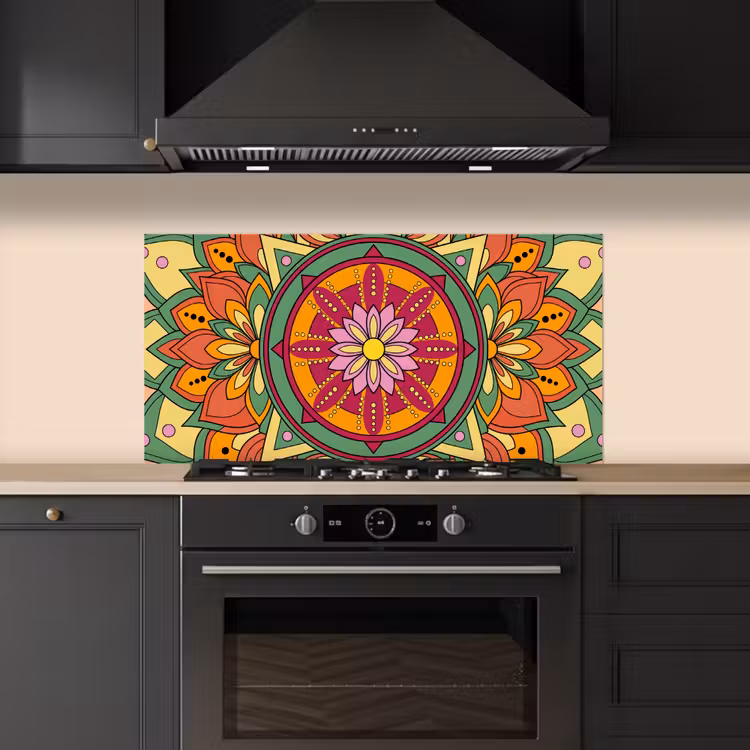 Mandala - Bloemen - Abstract - Kleurrijk keuken achterwand spatscherm middel -sfeer1