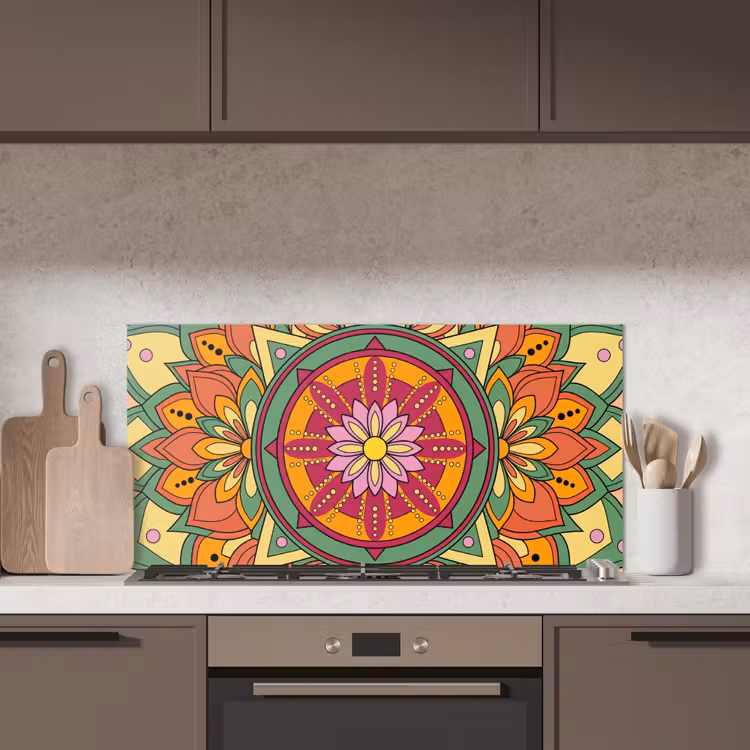 Mandala - Bloemen - Abstract - Kleurrijk keuken achterwand spatscherm middel -sfeer2