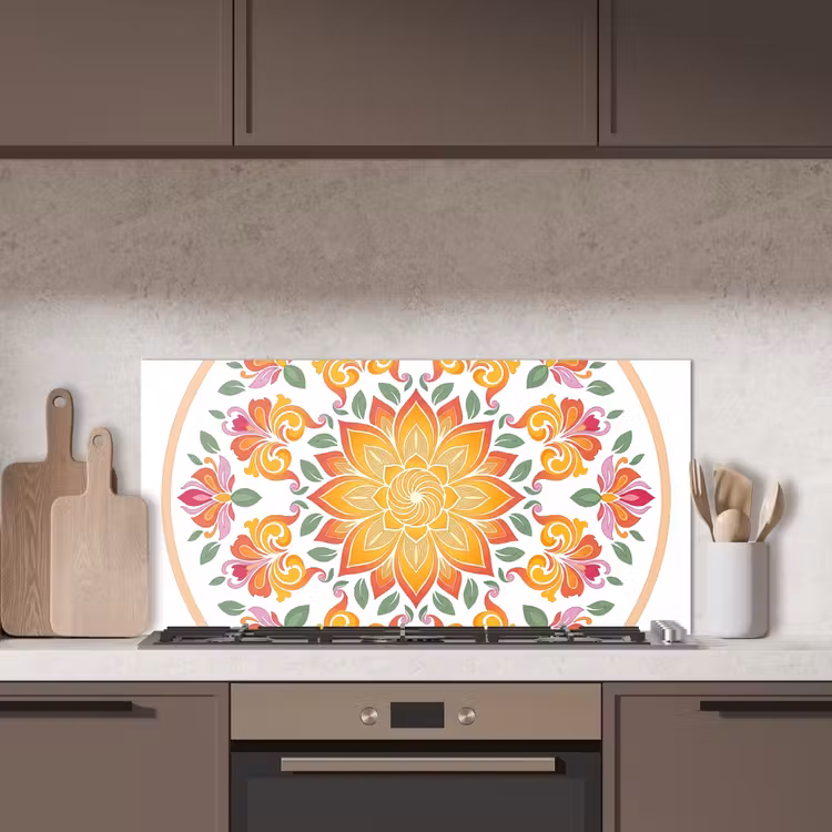 Mandala - Bloemen - Decoratie - Kleurrijk - Abstract keuken achterwand spatscherm middel -sfeer2