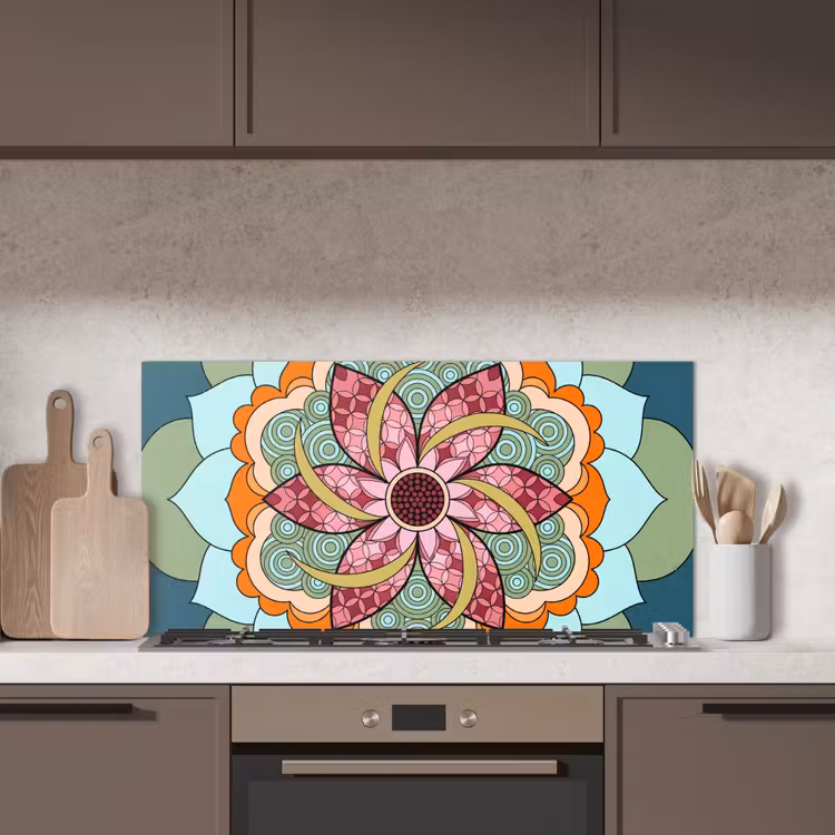 Mandala - Geometrisch - Kunst - Decoratief - Kleurrijk keuken achterwand spatscherm middel -sfeer2
